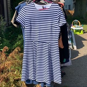 Navy and white striped dress